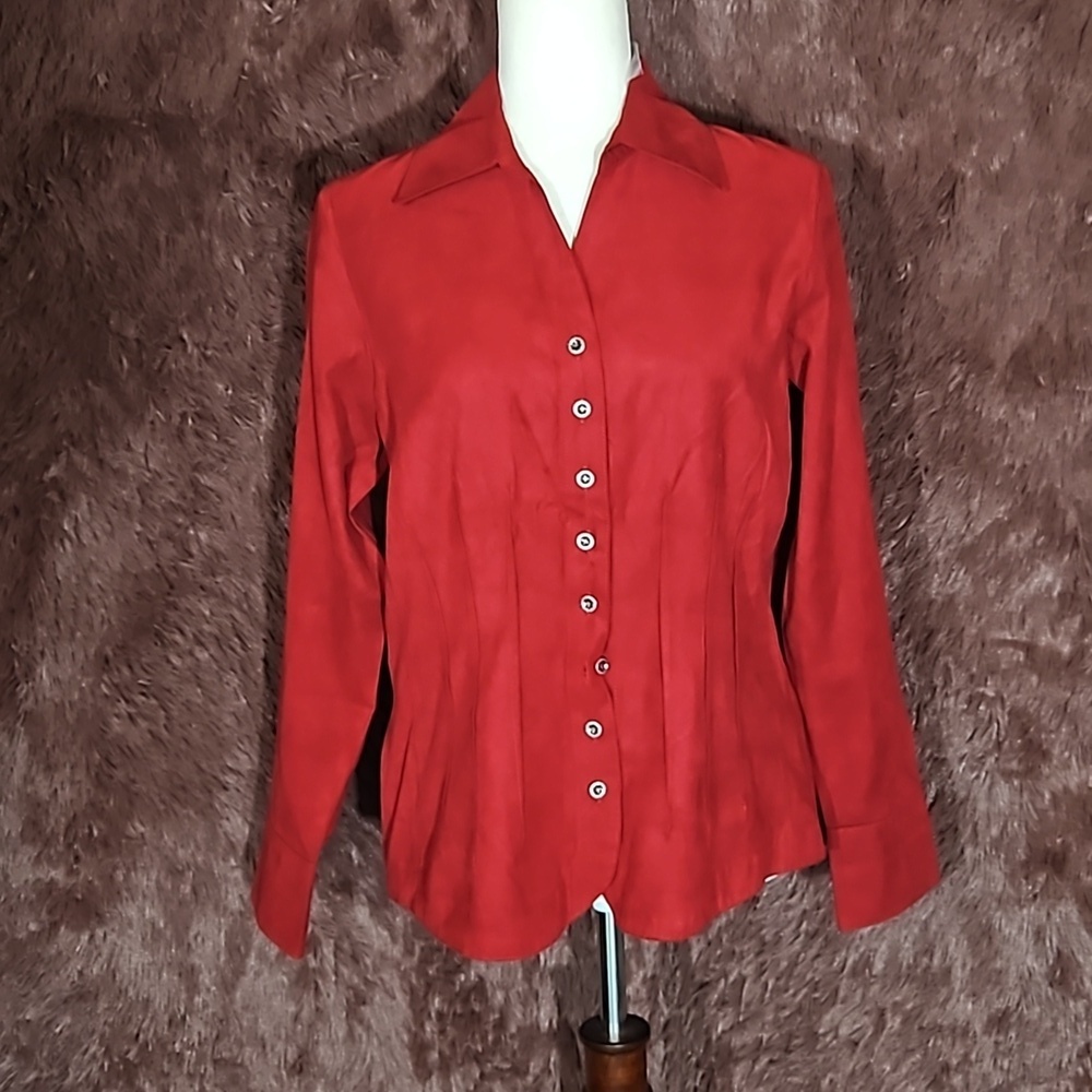 Dress Barn Pleated Wine Red Blouse NWOT